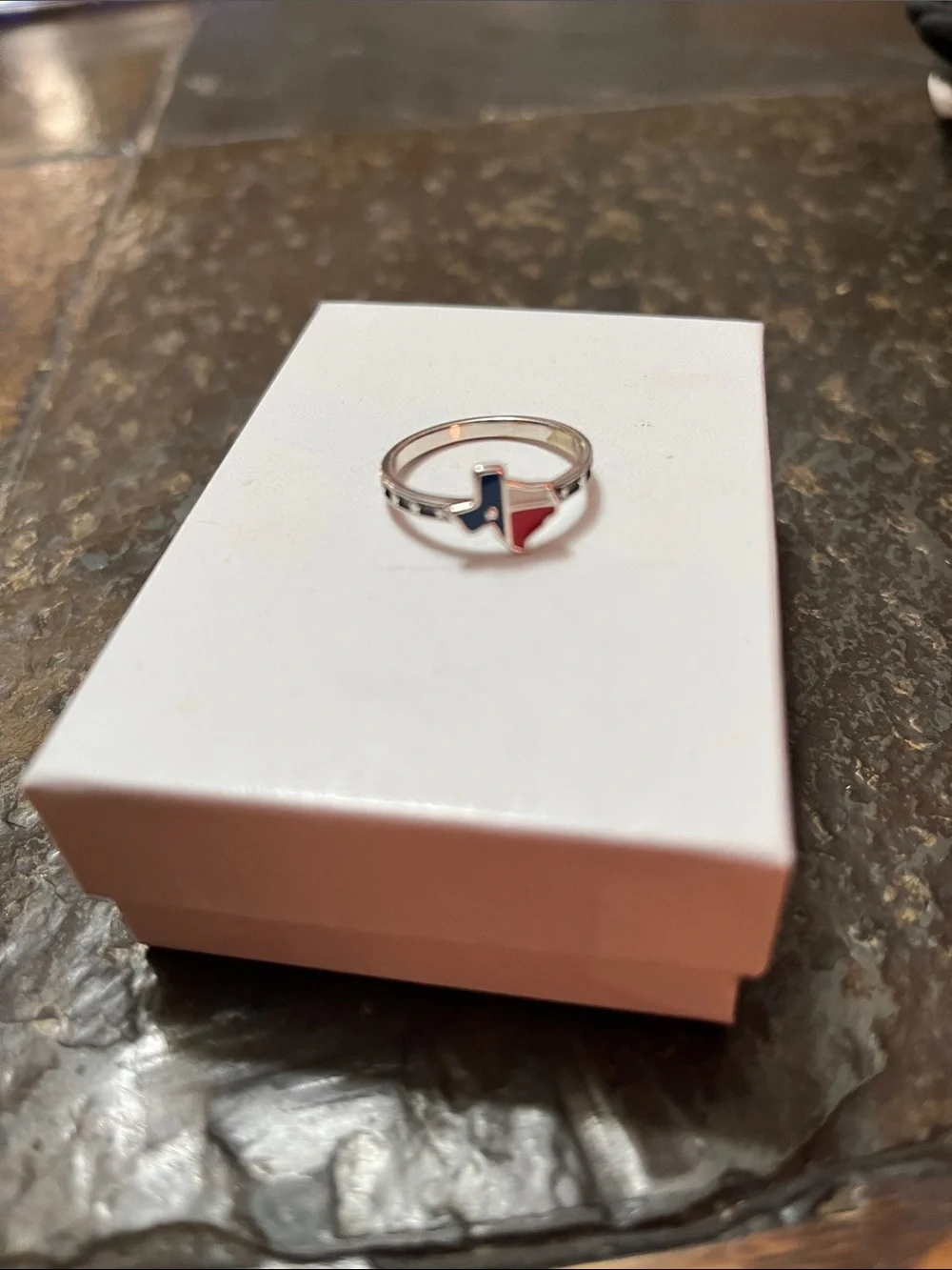 James Avery Sterling Silver Texas Flag Ring - Red & Blue